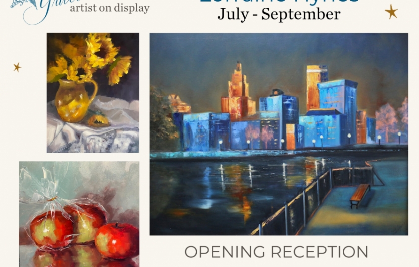 Artist Lorraine Hynes, Opening Reception, July 25, 2024, 6-8pm, Gracie's 194 Washington Street Providence RI, Complimentary refreshments