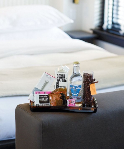 Local snacks and drinks stocked in rooms at The Dean Hotel