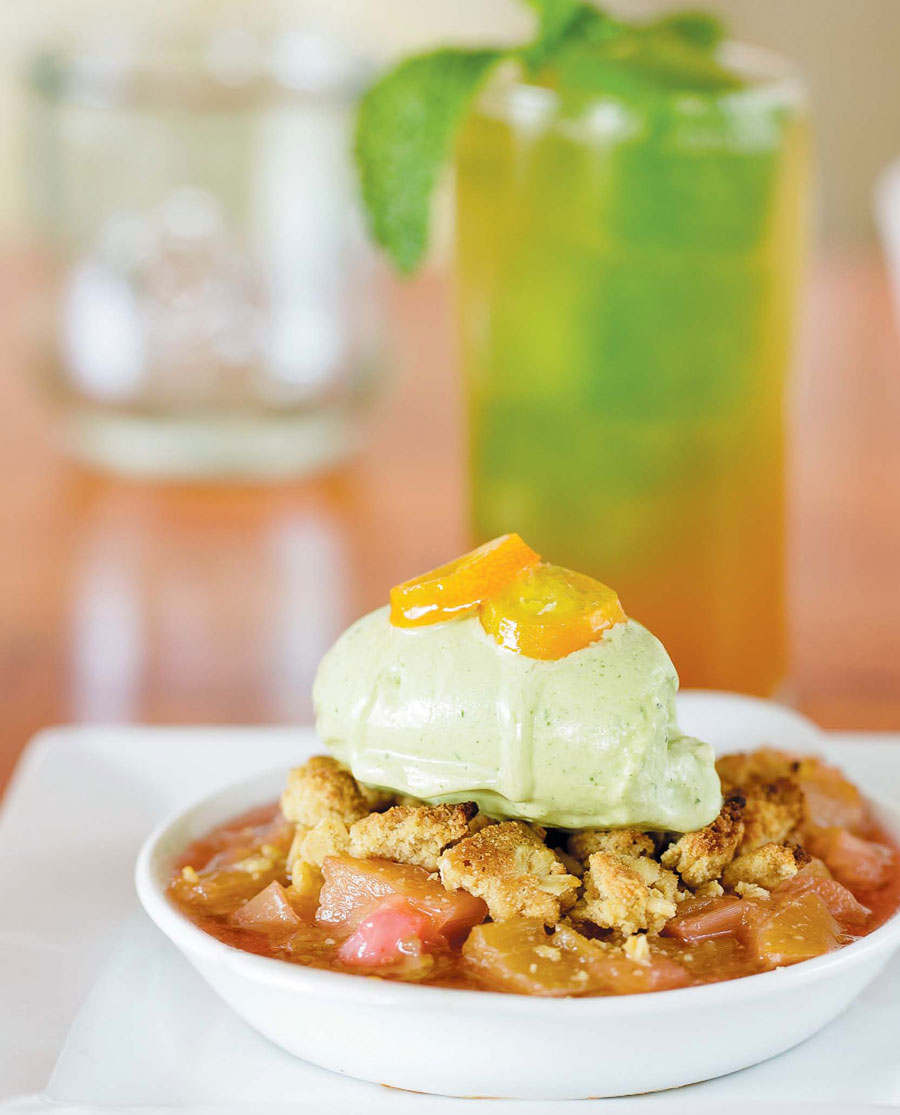 Rhubarb Crumble With Fresh Mint Ice Cream